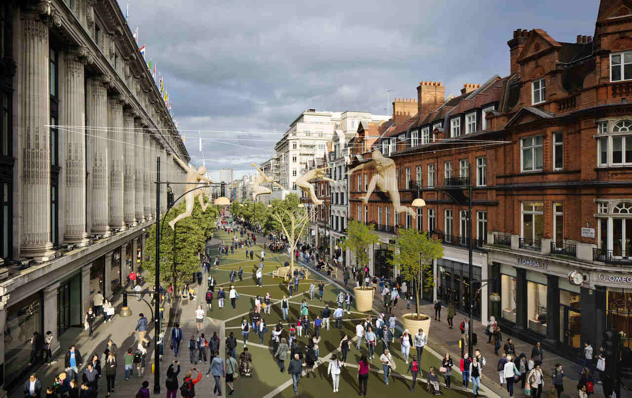 Londra Oxford Street - rendering della pedonalizzazione